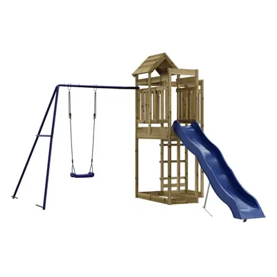 (solid impregnated pinewood) vidaXL Outdoor Playset Playhouse Play Tower Garden Playground Set S