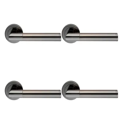 4x PAIR Sectional Round Bar Handle on Round Rose Concealed Fix Black Nickel