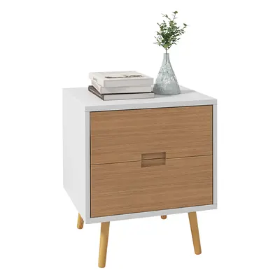 HOMCOM Bedside Table with Drawers for Bedroom, Living Room