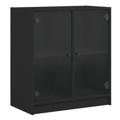 (black) vidaXL Side Cabinet with Glass Doors Home Storage Cabinet Cupboard Side Board