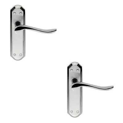 2x PAIR Curved Lever on Sculpted Latch Backplate x 48mm Dual Chrome