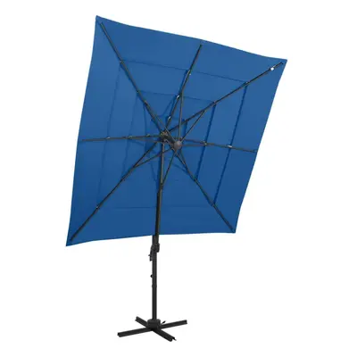 vidaXL 4-Tier Parasol with Aluminium Pole Azure Blue Outdoor Umbrella Sunshade