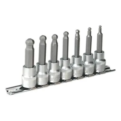 7 PACK Ball-End Hex Socket Bit Set - 3/8" Square Drive - 3mm to 10mm Long Allen