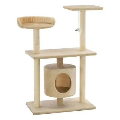 vidaXL Cat Tree with Sisal Scratching Posts 95cm Beige Kitten Playhouse Tower