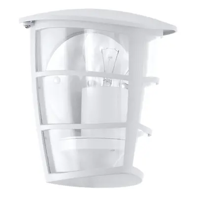 IP44 Outdoor Wall Light White & Glass Lantern x 60W E27 Bulb Porch Lamp