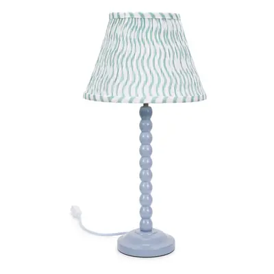 ValueLights Bobbins Green Arrow Pleated Shade Powder Blue Table Lamp