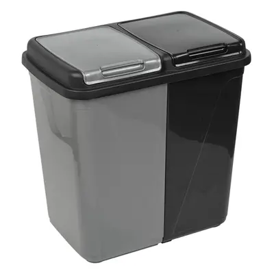 (90L - Black & Grey) 60/90L Double Kitchen Recycling Laundry Duo Bin Garbage Under Cabinet Trash