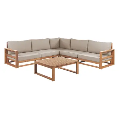 Garden Corner Sofa with Table Seater TIMOR Modular Certified Acacia Wood Light Brown