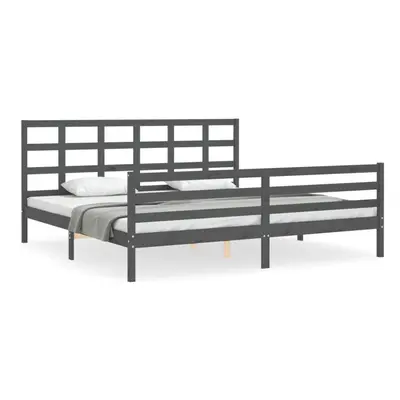 (grey, x cm) vidaXL Bed Frame Platform Bed with Headboard Honey Brown King Size Solid Wood