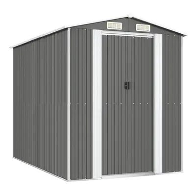 (192 x x cm (L x W x H)) vidaXL Garden Shed Galvanised Steel Outdoor Tool Storage Patio Lawn Too