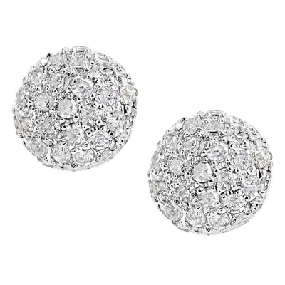 Jewelco London 9ct White Gold Round 20pts Diamond Halo Stud Earrings - DE1AXL645W