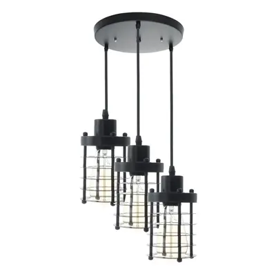 (Black[3 Heads(Round)]) Modern Iron Pendant Light Ceiling Lamp Chandelier Bedroom Home Fixture D