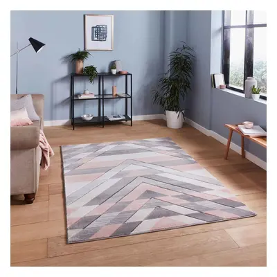 (80 x cm) Pink Rose Grey Multicolour Geometric Rugs Small Big Large Living Room Rug Carpet Paste