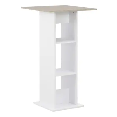 vidaXL Bar Table White and Concrete Kitchen Coffee Dining Tall Side End Stand