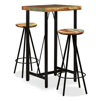 (3 piece) vidaXL Bar Set Kitchen Furniture Dining Table and Stool Solid Reclaimed Wood