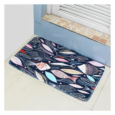 45*75cm Bathroom Shower Bath Mat Non Slip Back Carpet Mat Toilet Rug Leaves Design