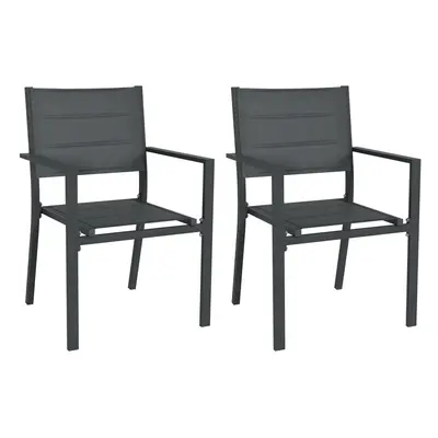 Outsunny PCs Dining Chairs, Stackable Design Aluminium Outdoor Armchairs Grey