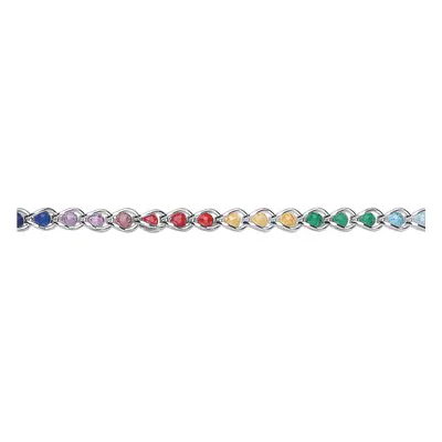 Jewelco London Ladies Sterling Silver Rainbow Sphere Crystal Rainbow Balls Tears of Joy Chain Br