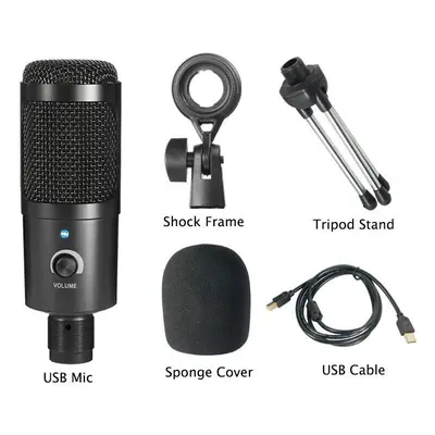 (A) Condenser Microphone Suit USB Radio Recording KSong Gaming Live Streaming Broadcast Mic for 