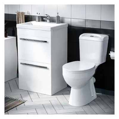 510 mm Basin Drawer Vanity Cabinet & WC Toilet Pan 2-Piece Suite | Nanuya