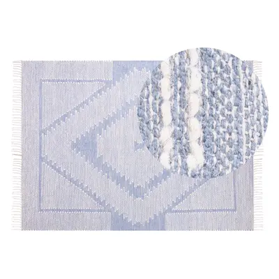 Cotton Area Rug x cm Blue and White ANSAR