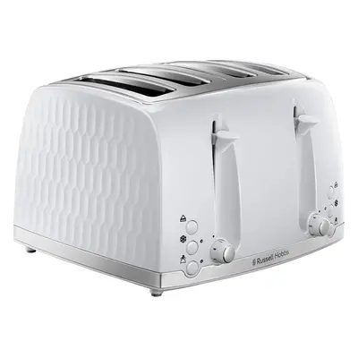 (White, Slice Toaster) Russell Hobbs 4 Slice Toaster - Contemporary Honeycomb Design with Extra 