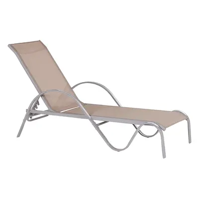 Sun Lounger Metal Light Brown PROCIDA