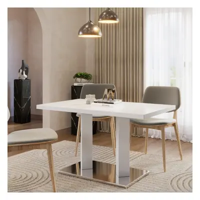 Frias 120cm High Gloss White Modern Dining Table