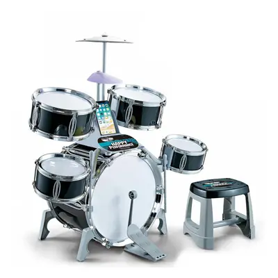 (Black) The Magic Toy Shop Kids Drum Kit With Stool | Kids Drum Set