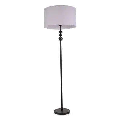 ValueLights Marissa Grey Drum Shade with Black Stacked Ball Floor Lamp