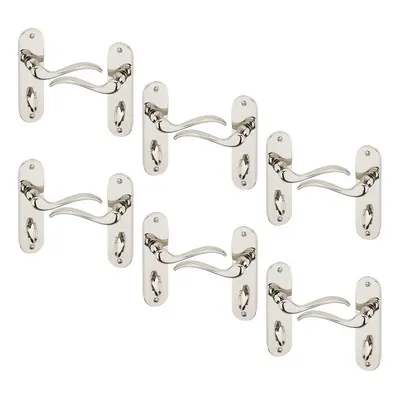 (Polished Nickel Bathroom Set of 6) 6/4 Pcs Geneva Metal Door Lever Handles Set, Fire, Stain & S