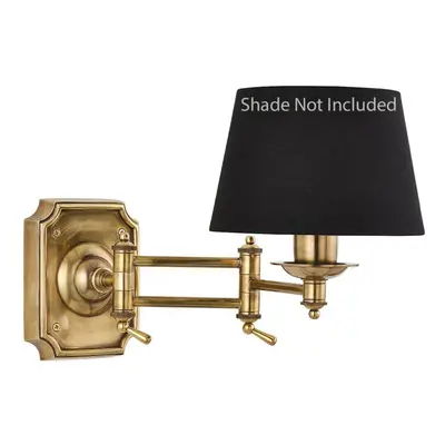 Adjustable Swing Arm Wall Mount Light Solid Brass NO SHADE Bedside Reading Lamp