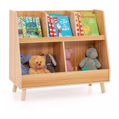 5-Cubby Kids Toy Storage Organizer Wooden Children Bookcase Bookshelf