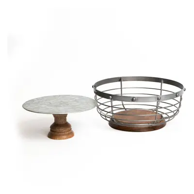 KitchenCraft Industrial Kitchen Mango Wood Footed Cake Stand, 19x10cm, Tagged KitchenCraft Indus