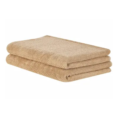 Set of Cotton Terry Towels Beige MITIARO