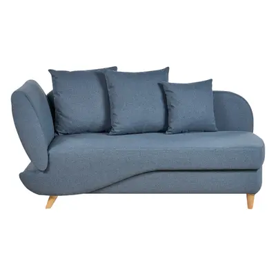 Left Hand Fabric Chaise Lounge with Storage Blue MERI II