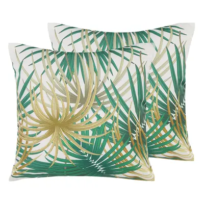 Set of Outdoor Cushion Palm Leaf Motif x cm Multicolour GAIANA