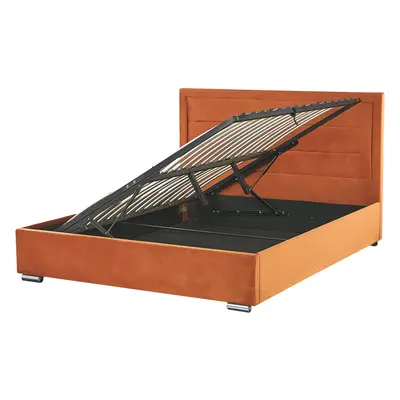 Bed with Storage ROUEN x cm (EU Super King) Velvet Orange