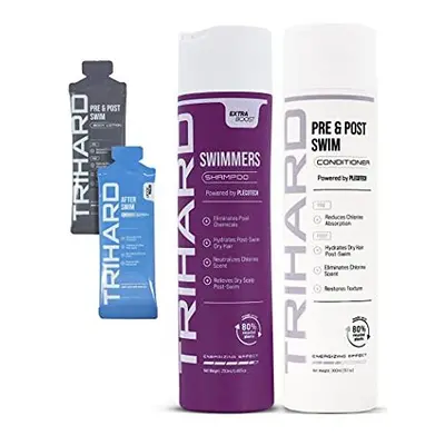 TRIHARD Swimmers Shampoo Extra Boost + Pre & Post Swim Conditioner | Chlorine And Hair Solutions