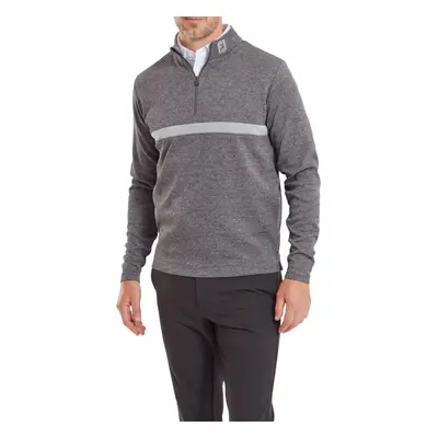 (M, Heather Grey) Footjoy Mens Inset Stripe Midlayer Stretch Wicking Golf Sweater