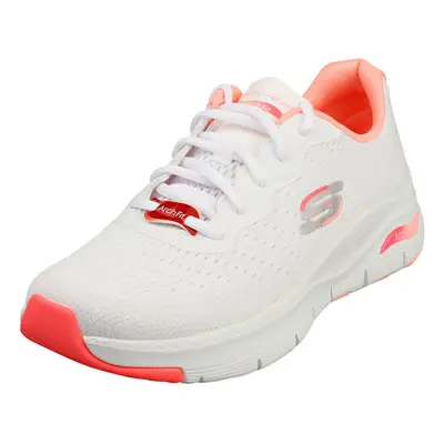 Skechers Arch Fit Vegan Womens Fashion Trainers in White Pink - UK