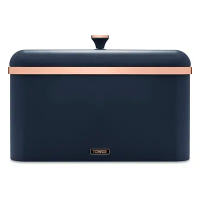 Tower T826130MNB Cavaletto Bread Bin Storage, Carbon Steel, Removable Lid, Midnight Blue and Ros