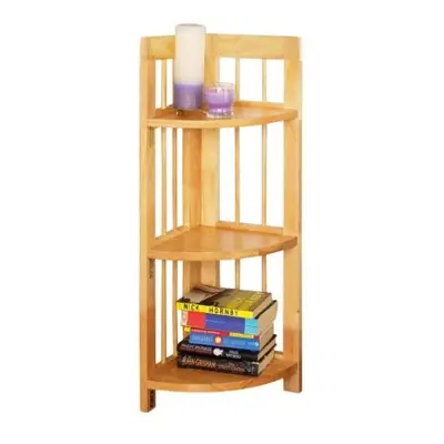 Premier Housewares 3-Tier Rubberwood Folding Corner Shelf Unit, x x cm