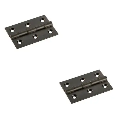 2x PAIR x x 2.5mm Brass Washered Butt Hinge Matt Bronze Internal Door