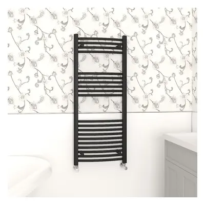 (1200x500mm, Black) NRG Curved Central Heating Towel Rail Bathroom Heated Rad Radiators Ladder W