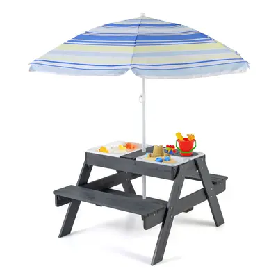 Kids 4-in-1 Sand & Water Table Wood Outdoor Activity Table & Bench Set