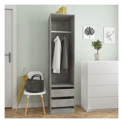 vidaXL Wardrobe with Drawers Chipboard 50cm Concrete Grey Open Wardrobe Hanger