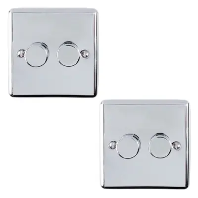 2 PACK Gang 400W Way Rotary Dimmer Switch CHROME Light Dimming Plate