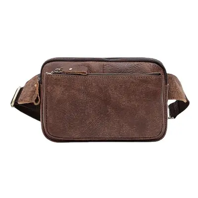 (Coffee) In Multifunction Combination Genuine Leather Chest Bag Waist Retro 6.5 Inch Phone Cross