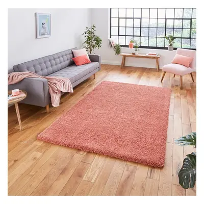 (120x170cm) Sierra Shaggy Rugs in Peach Pink High Dense Soft Polypropylene Mats